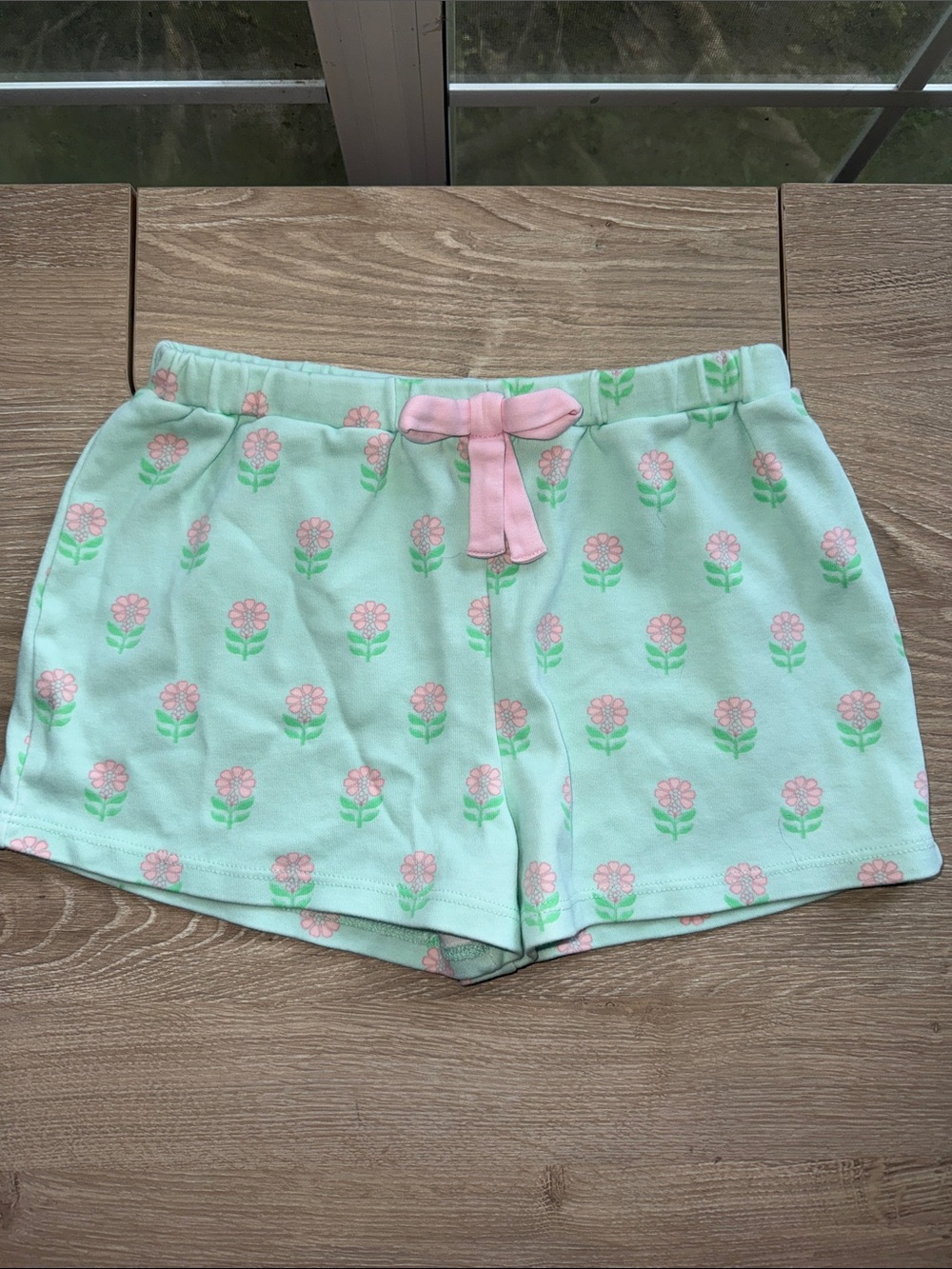 The Beaufort Bonnet Company Mint Green Floral Girls' Shorts with Pink Bow